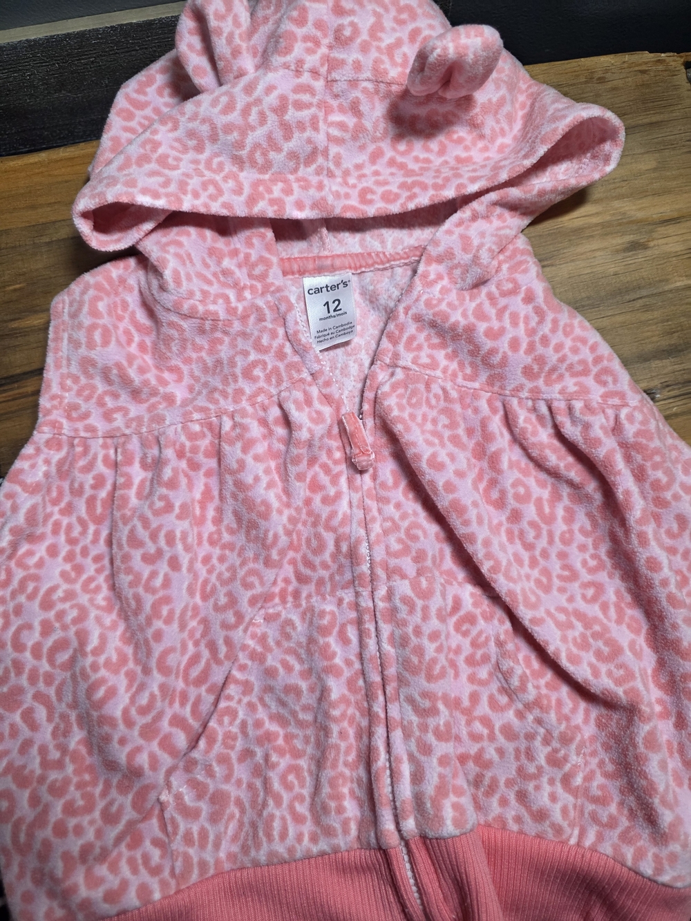 Carter's Pink Zebra & Leopard Kids Pajama Jackets - 12M - Picture 2 of 4
